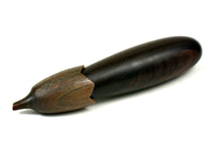 LV-3544  Ebony & Verawood Eggplant Threaded Box, Needle Case, Jewelry Box-SCREW CAP