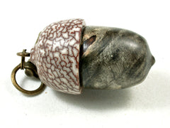 LV-3560  Buckeye Burl & Betelnut Acorn Pendant Box, Charm, Pill Holder-SCREW CAP