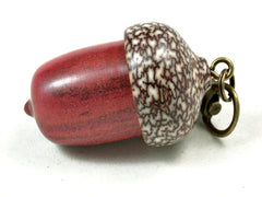 LV-3562  Redheart & Betelnut Hand Turned Acorn Pendant Box, Pill Fob, -SCREW CAP