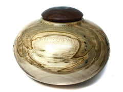 LV-4375 Ambrosa Maple with Black Walnut and Abalone Inlay Threaded Vessel