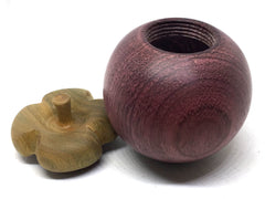 LV-4930 Purpleheart and Verawood Mangosteen Threaded Container, Jewelry Box, Pill Box