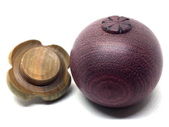LV-4930 Purpleheart and Verawood Mangosteen Threaded Container, Jewelry Box, Pill Box