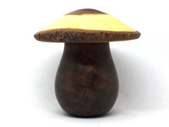 LV-4942 Black Walnut Burl & Willow Acacia Wooden Mushroom Keepsake Box, Pill, Jewelry Box-THREADED
