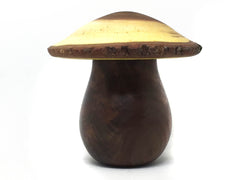 LV-4942 Black Walnut Burl & Willow Acacia Wooden Mushroom Keepsake Box, Pill, Jewelry Box-THREADED