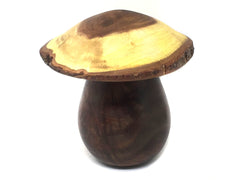LV-4942 Black Walnut Burl & Willow Acacia Wooden Mushroom Keepsake Box, Pill, Jewelry Box-THREADED