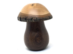 LV-4964 Lemon Bottlebrush & Brown Ebony Wooden Mushroom Keepsake Box, Pill, Jewelry Box-THREADED
