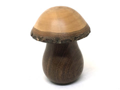 LV-4964 Lemon Bottlebrush & Brown Ebony Wooden Mushroom Keepsake Box, Pill, Jewelry Box-THREADED