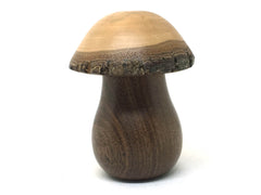 LV-4964 Lemon Bottlebrush & Brown Ebony Wooden Mushroom Keepsake Box, Pill, Jewelry Box-THREADED