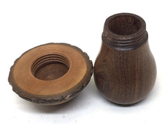 LV-4964 Lemon Bottlebrush & Brown Ebony Wooden Mushroom Keepsake Box, Pill, Jewelry Box-THREADED
