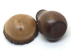 LV-4964 Lemon Bottlebrush & Brown Ebony Wooden Mushroom Keepsake Box, Pill, Jewelry Box-THREADED