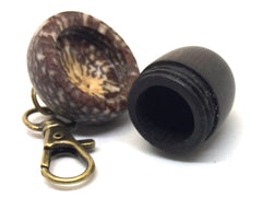 LV-4965 Mun Ebony & Betelnut Acorn Pendant Box, Pill Holder-SCREW CAP