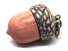 LV-4966 Pink Ivory & Betelnut Acorn Box, Bag Charm, Compartment Pendant-SCREW CAP