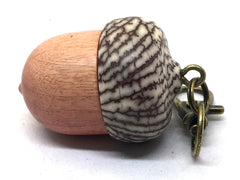 LV-4966 Pink Ivory & Betelnut Acorn Box, Bag Charm, Compartment Pendant-SCREW CAP