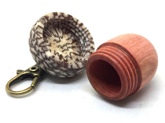 LV-4966 Pink Ivory & Betelnut Acorn Box, Bag Charm, Compartment Pendant-SCREW CAP