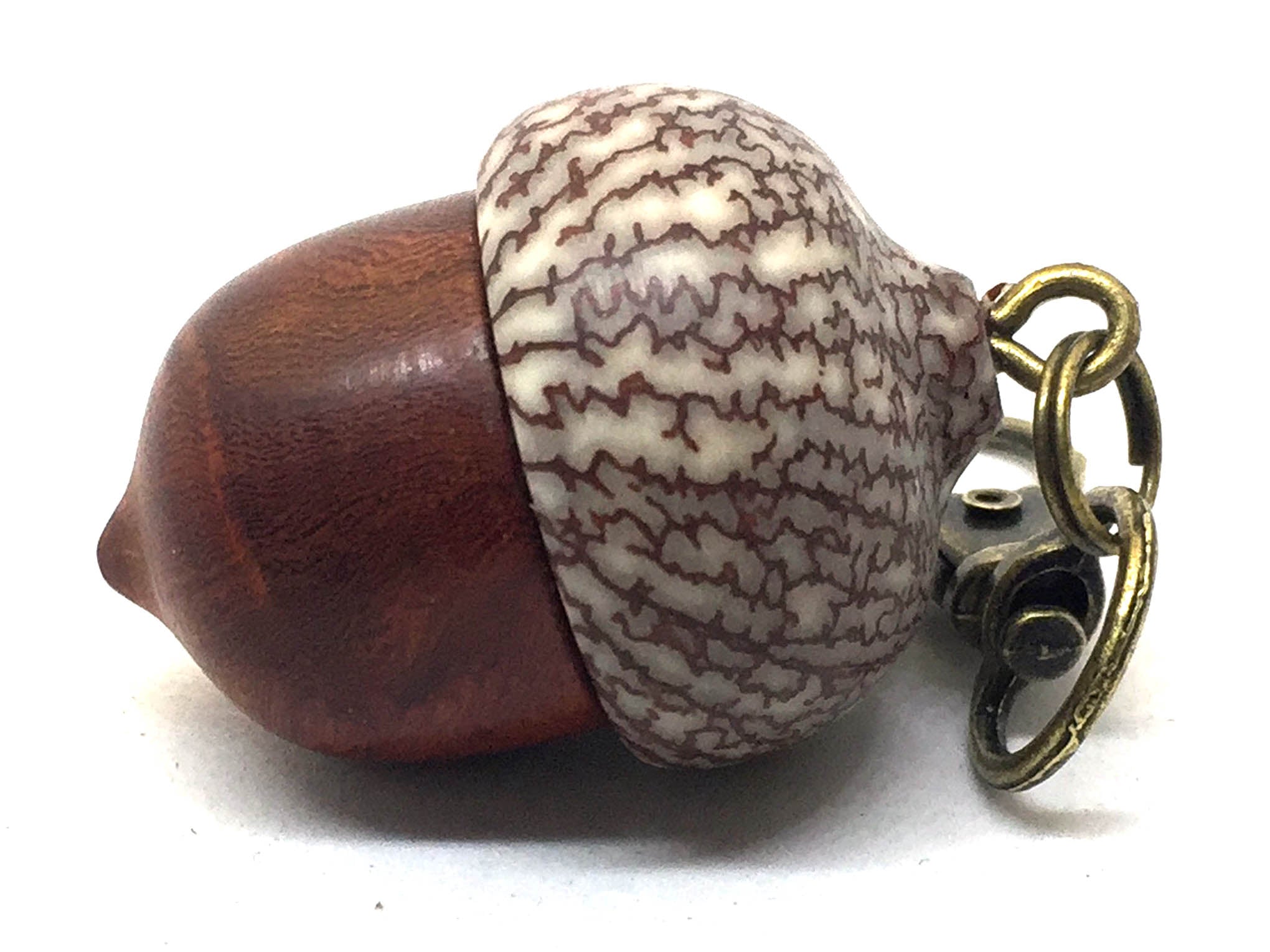 LV-4971 Logwood Burl & Betelnut Acorn Pendant Box, Bag Charm, Keychain-SCREW CAP