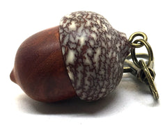 LV-4971 Logwood Burl & Betelnut Acorn Pendant Box, Bag Charm, Keychain-SCREW CAP