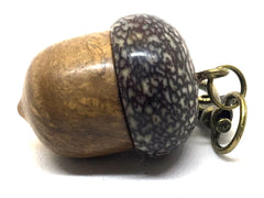 LV-4972 Brown Mallee Burl & Betelnut Acorn Box, Pill Holder, Compartment Pendant-SCREW CAP
