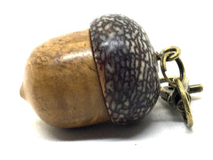 LV-4972 Brown Mallee Burl & Betelnut Acorn Box, Pill Holder, Compartment Pendant-SCREW CAP