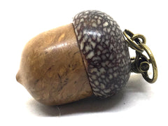 LV-4972 Brown Mallee Burl & Betelnut Acorn Box, Pill Holder, Compartment Pendant-SCREW CAP