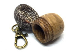 LV-4972 Brown Mallee Burl & Betelnut Acorn Box, Pill Holder, Compartment Pendant-SCREW CAP