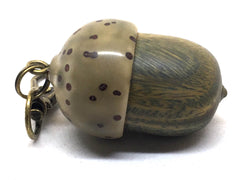 LV-4973 Verawood & Raffia Palm Nut Acorn Box, Pill Holder, Compartment Pendant-SCREW CAP