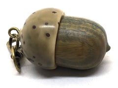 LV-4973 Verawood & Raffia Palm Nut Acorn Box, Pill Holder, Compartment Pendant-SCREW CAP
