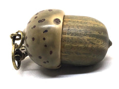 LV-4973 Verawood & Raffia Palm Nut Acorn Box, Pill Holder, Compartment Pendant-SCREW CAP