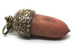 LV-4977 Pink Ivory & Betelnut Acorn Box, Bag Charm, Compartment Pendant-SCREW CAP