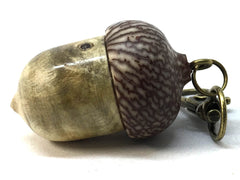 LV-4981 Buckeye Burl & Betelnut Acorn Pill Box, Pendant Box-SCREW CAP
