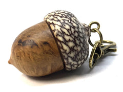 LV-4982 Brown Mallee Burl & Betelnut Acorn Box, Pill Holder, Compartment Pendant-SCREW CAP