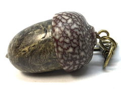 LV-4985 Buckeye Burl & Betelnut Acorn Pill Box, Pendant Box-SCREW CAP