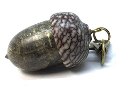 LV-4985 Buckeye Burl & Betelnut Acorn Pill Box, Pendant Box-SCREW CAP