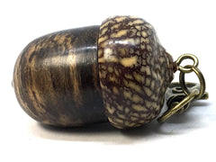 LV-4986 Black & White Ebony & Betelnut Acorn Pendant, Bag Charm, Secret Compartment-SCREW CAP
