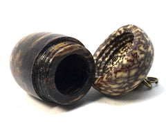 LV-4986 Black & White Ebony & Betelnut Acorn Pendant, Bag Charm, Secret Compartment-SCREW CAP