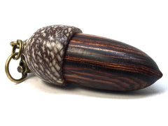 LV-4987 Cocobolo & Betel Nut Acorn Pendant Box, Pill Fob, Secret Compartment-SCREW CAP