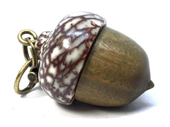 LV-4988 Verawood & Betelnut Acorn Pendant Box,Bag Charm, Keychain-SCREW CAP