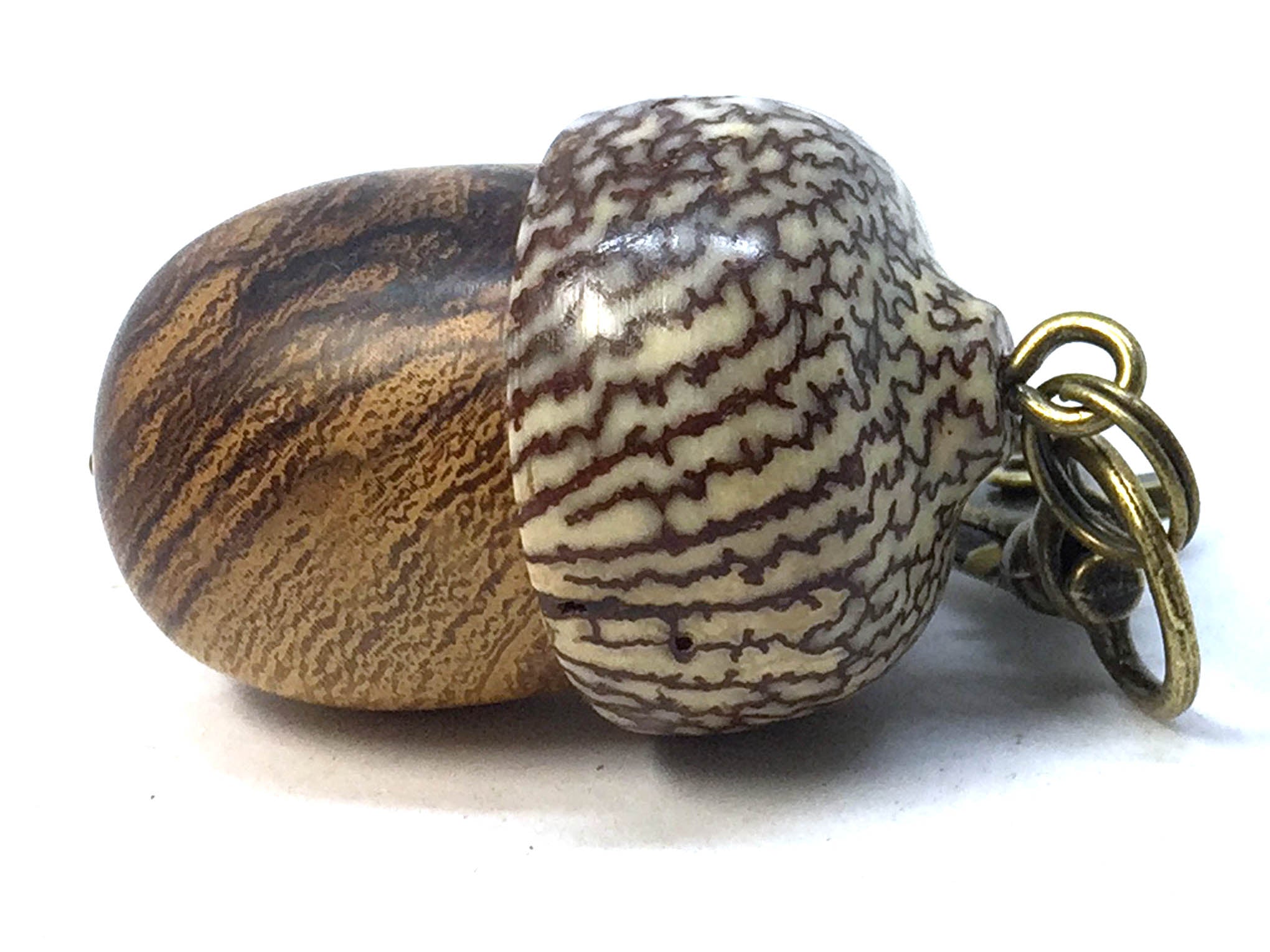LV-4989 Desert Ironwood & Betelnut Acorn Pendant Box, Charm, Pill Holder-SCREW CAP