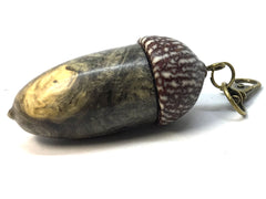 LV-4990 Buckeye Burl & Betelnut Acorn Pill Box, Pendant Box-SCREW CAP