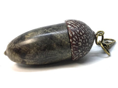 LV-4990 Buckeye Burl & Betelnut Acorn Pill Box, Pendant Box-SCREW CAP