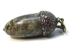 LV-4990 Buckeye Burl & Betelnut Acorn Pill Box, Pendant Box-SCREW CAP