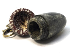 LV-4990 Buckeye Burl & Betelnut Acorn Pill Box, Pendant Box-SCREW CAP