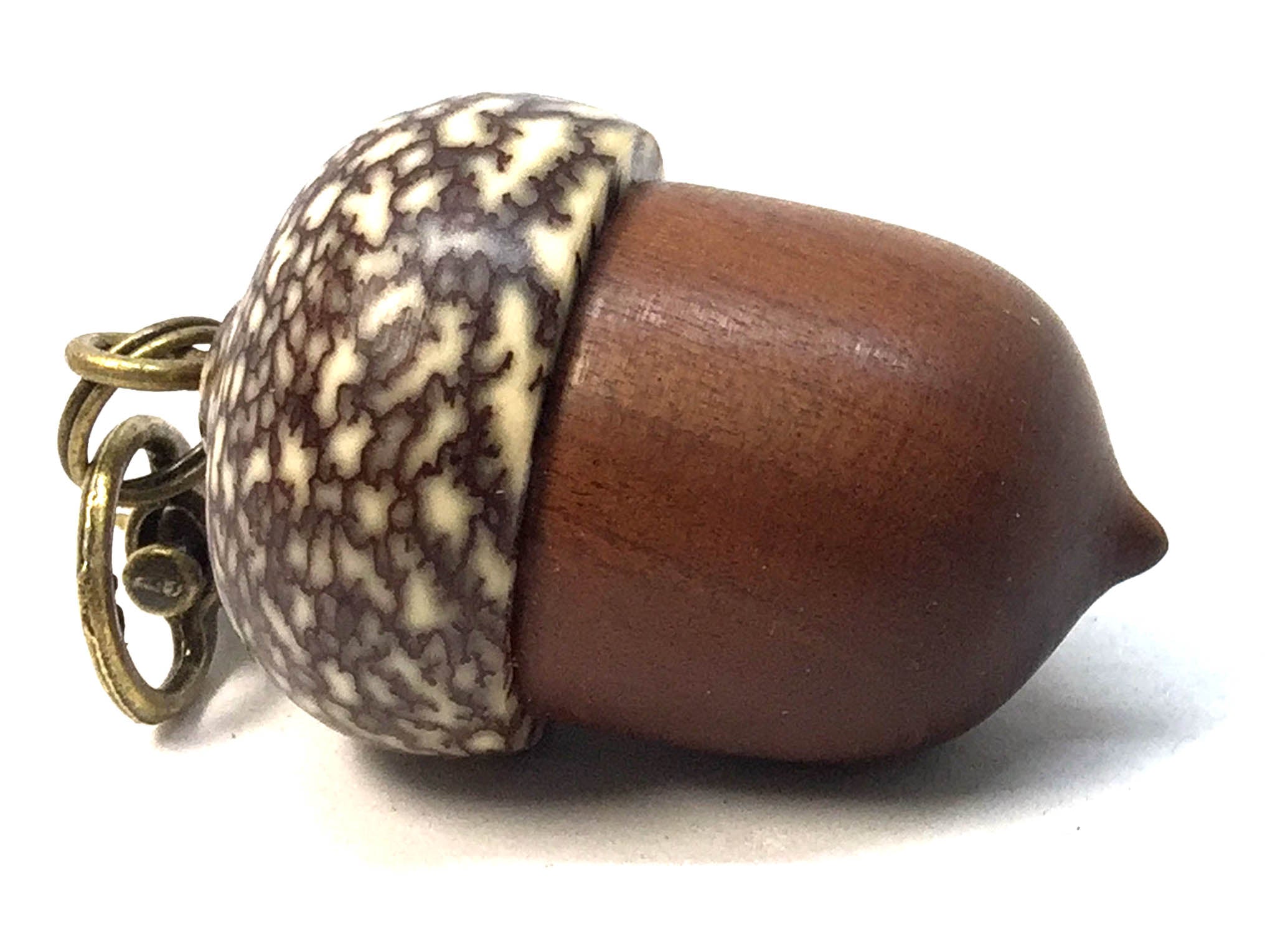 LV-4991 Manzanita & Betelnut Acorn Pendant Box,Bag Charm, Keychain-SCREW CAP