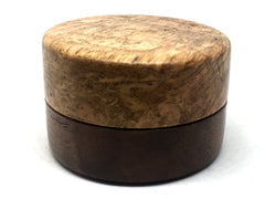 LV-4994 Black Cherry Burl with Black Walnut Flat Box for Ring, Jewelry, Pills-SCREW CAP