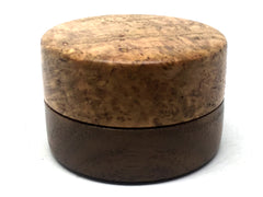 LV-4994 Black Cherry Burl with Black Walnut Flat Box for Ring, Jewelry, Pills-SCREW CAP