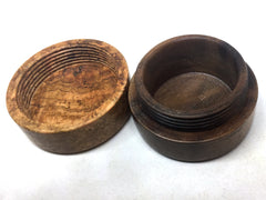 LV-4994 Black Cherry Burl with Black Walnut Flat Box for Ring, Jewelry, Pills-SCREW CAP