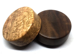 LV-4994 Black Cherry Burl with Black Walnut Flat Box for Ring, Jewelry, Pills-SCREW CAP