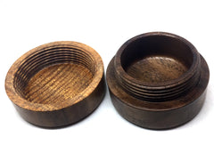 LV-4995 Curly Koa & Walnut Wooden Flat Pill Box, Ring Holder, Jewelry Box-SCREW CAP