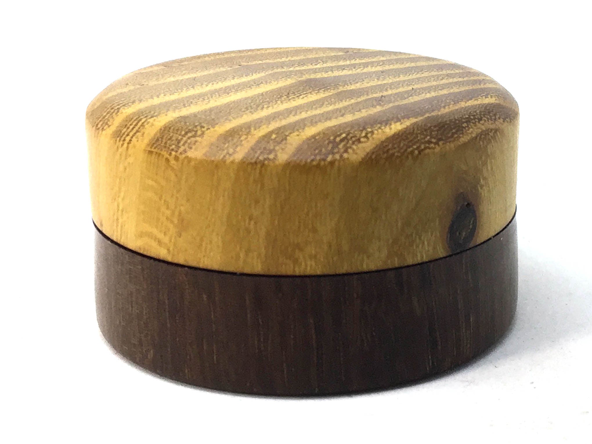 LV-4997  Osage Orange & Brown Ebony Pill Box, Ring Holder, Jewelry Box-SCREW CAP