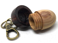 LV-5001 Purple Lilac & Cocobolo Rosewood Acorn Pill Fob, Trinket Box, Jewelry Box-SCREW CAP