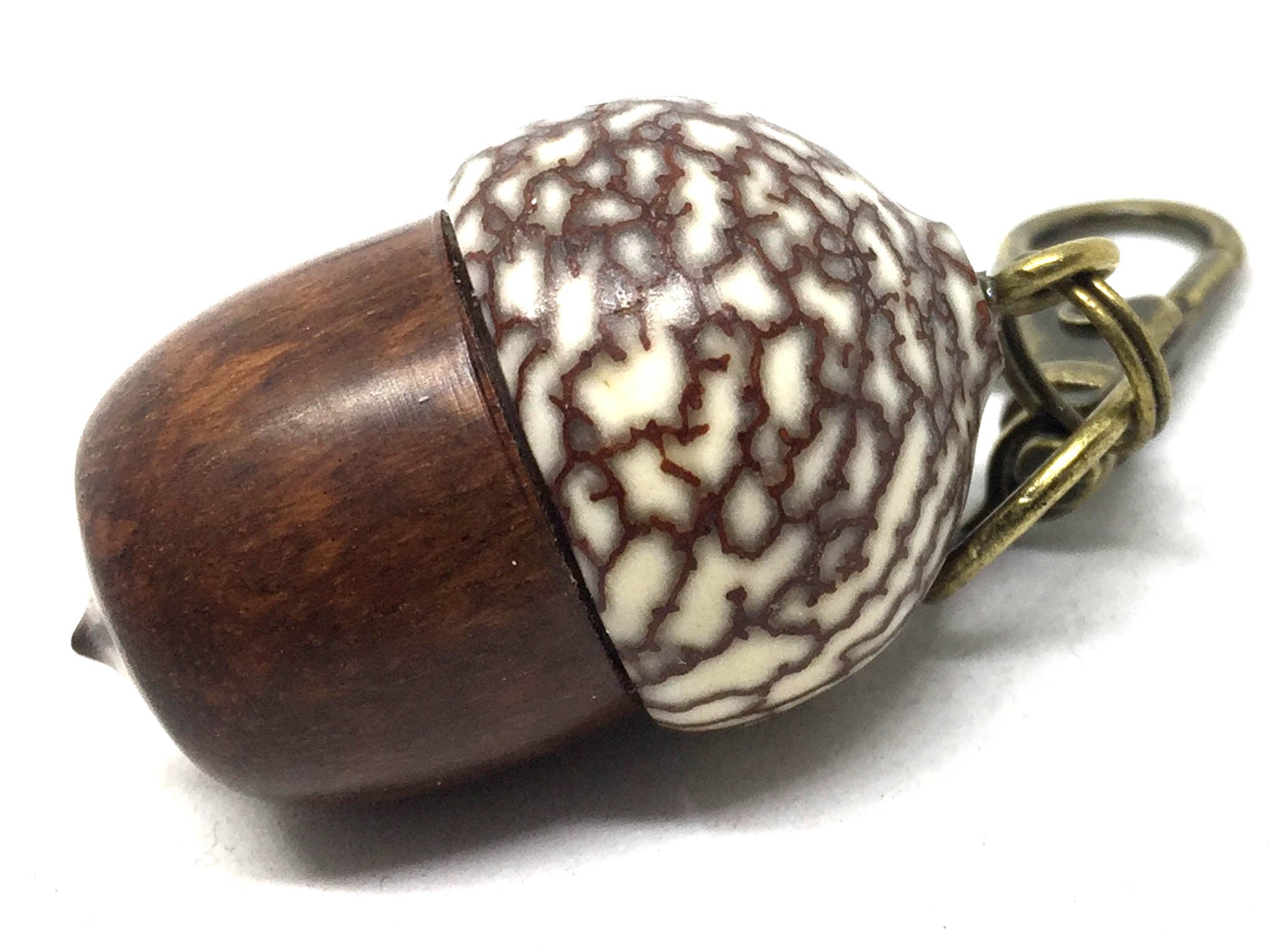 LV-5218 Acorn Pendant Box, Compartment Jewelry from Snakewood & Betel Nut-SCREW CAP